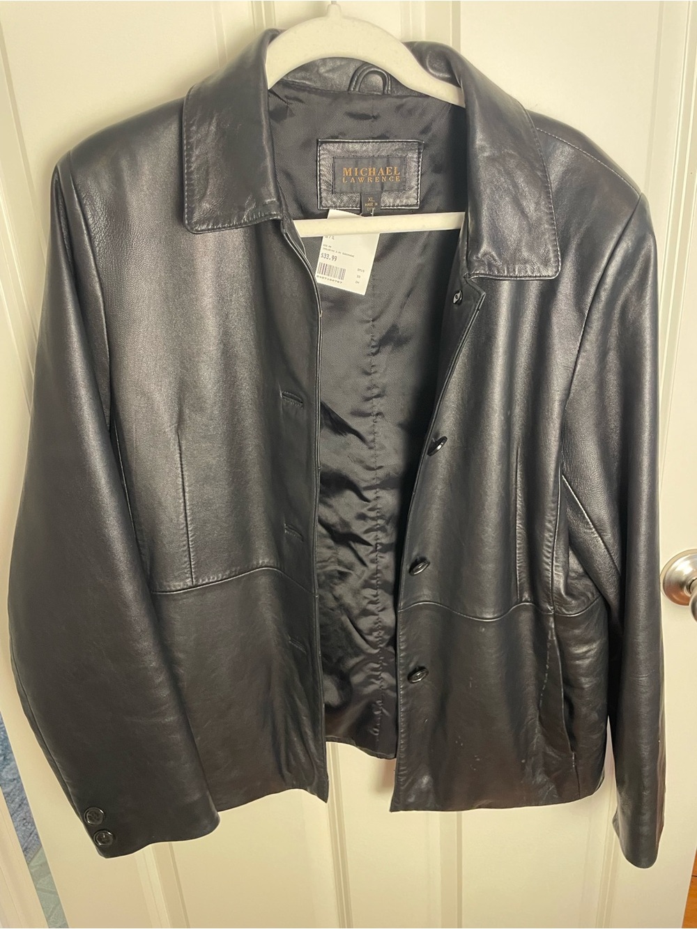 Michael Lawrence Women's Black Leather Button-Front Jacket